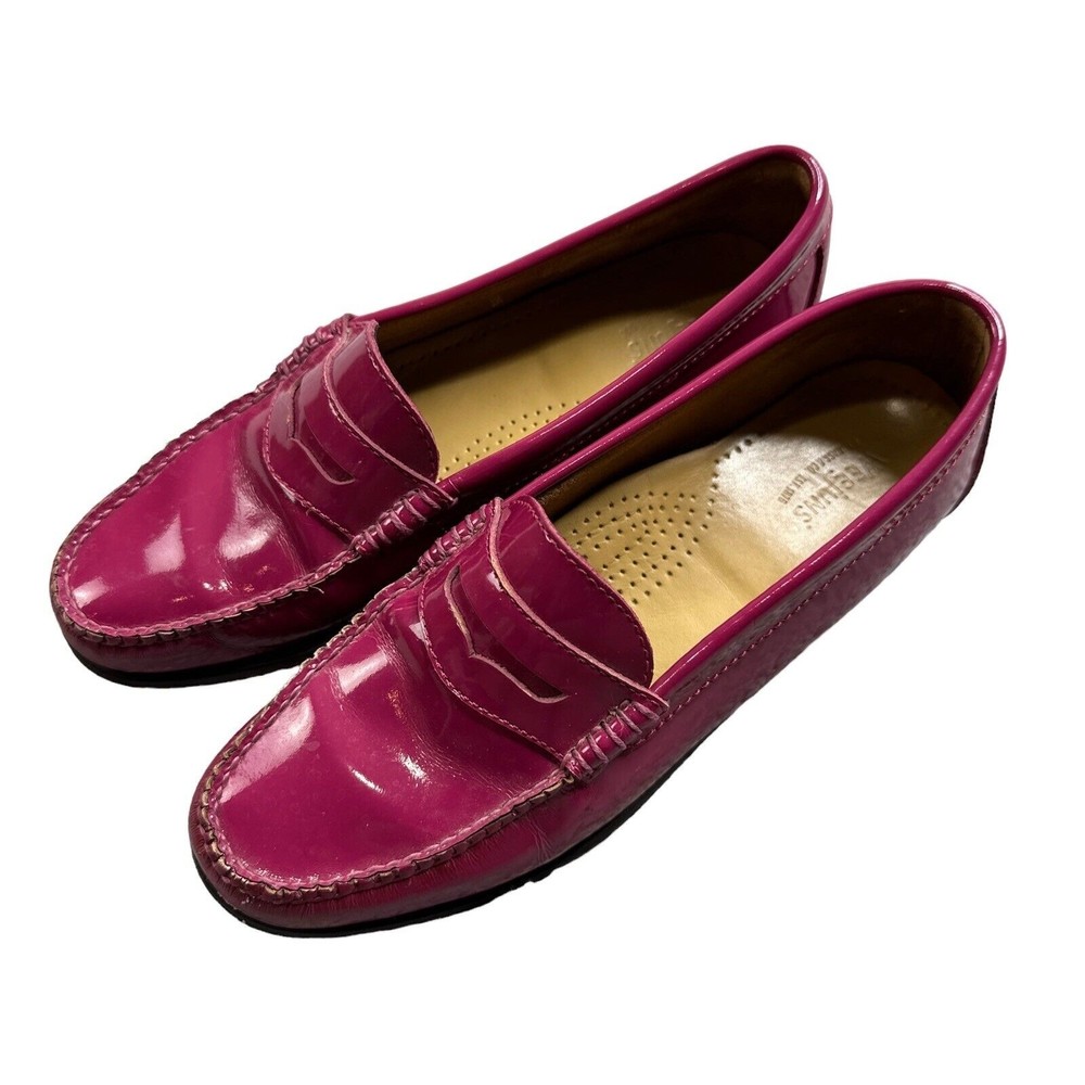 GH Bass Weejuns Whitney Womens Sz 7M Magenta Patent Leather Penny Loafers Shoes
